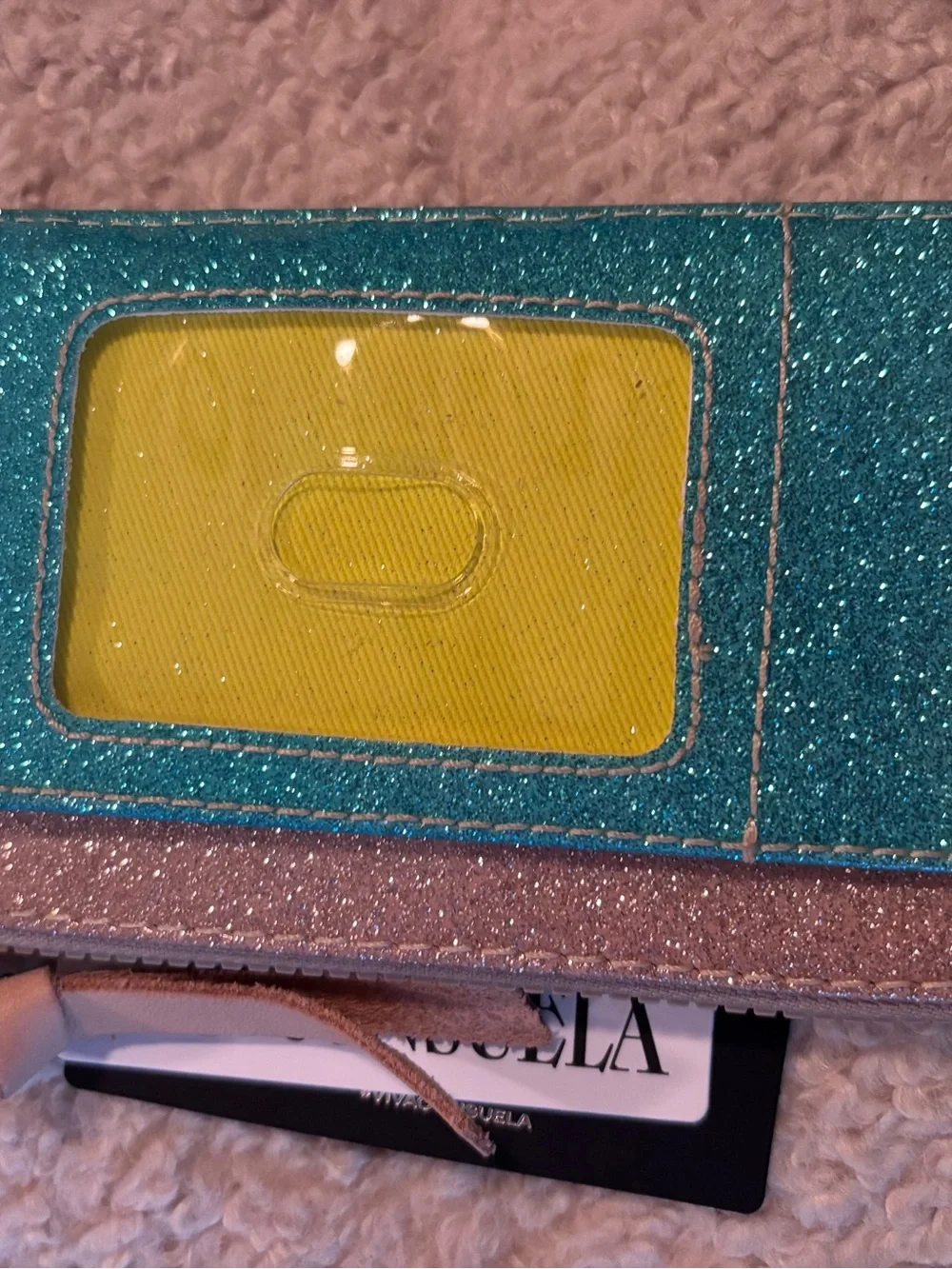 ✨🩵💚Consuela Turquoise& Lime Glitter Zip Wallet💚🩵✨